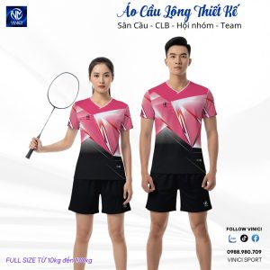 Áo Cầu Lông Thiết Kế VN_CBMT26 - Màu Hồng Đậm Thể Thao Năng Động
