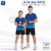Áo cầu lông thiết kế chính hãng xanh navy viền đỏ VNCBMT13