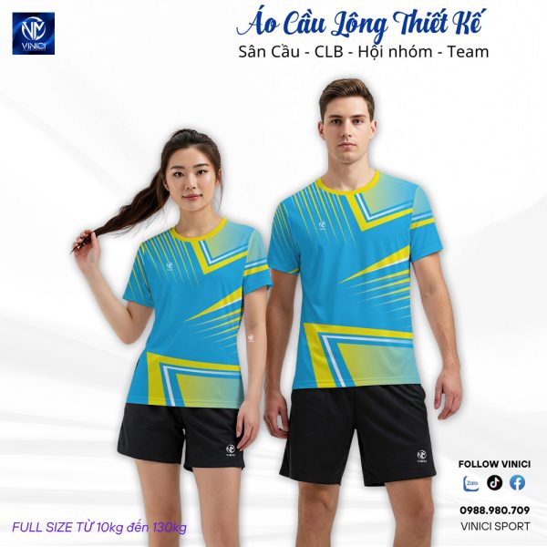 Áo Cầu Lông Thiết Kế Xanh Dương – Mẫu Mới Năng Động Cho CLB & Sân Cầu