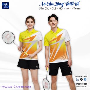 Áo cầu lông thiết kế vàng chanh trắng cam xám bạc thể thao năng động