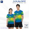 Áo cầu lông thiết kế xanh dương phối vàng chanh năng động