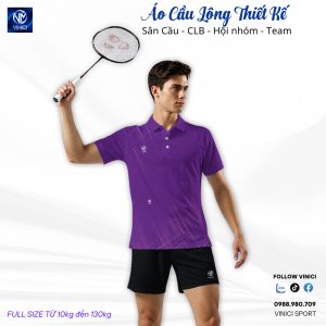 Áo Cầu Lông Thiết Kế VINICI Màu Tím Đậm Cá Tính