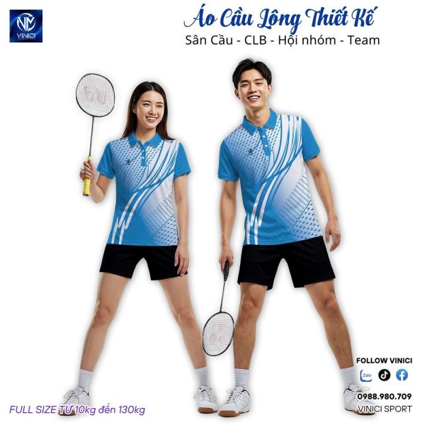 Áo Cầu Lông Thiết Kế VNC08094 - Xanh Dương Đẹp Nổi Bật - Ảnh 2