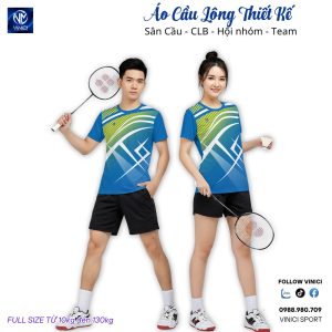 Áo Cầu Lông Thiết Kế VNC08100 Xanh Dương Năng Động
