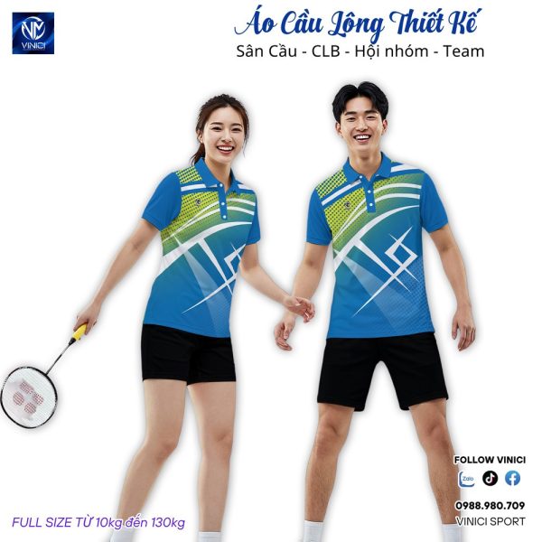 Áo Cầu Lông Thiết Kế VNC08100 Xanh Dương Năng Động - Ảnh 2