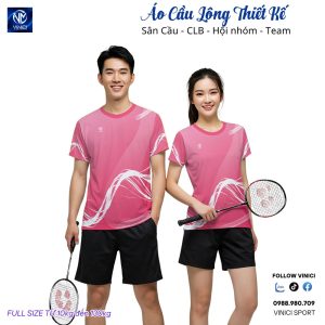 Áo cầu lông thiết kế VNC08102 Màu Hồng đậm nhạt basic