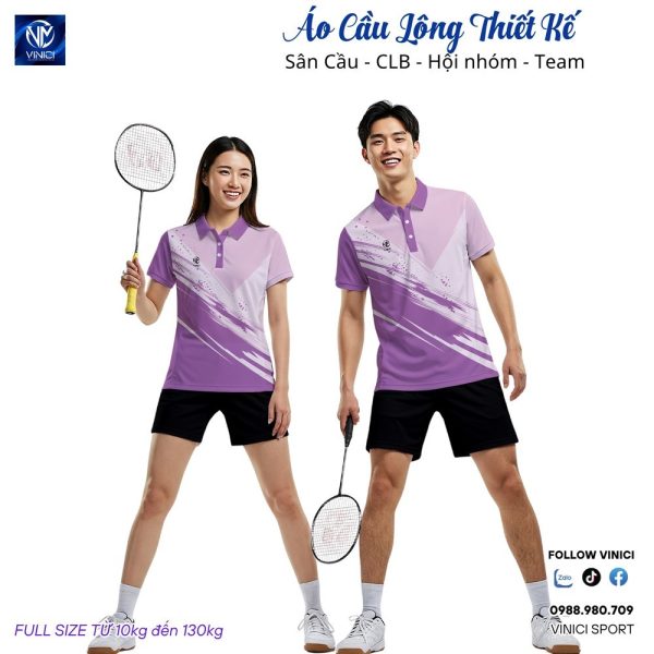 Áo Cầu Lông Thiết Kế VNC08103 Màu Tím Sáng Tạo Cá Tính - Ảnh 2