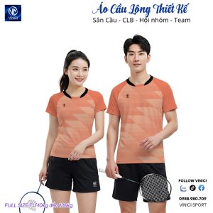Áo Cầu Lông Thiết Kế VNC08105 Màu Cam Đào Mới Lạ