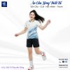 Áo cầu lông thiết kế VNC08120 màu trắng xanh cổ tim đẹp