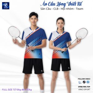 Áo Cầu Lông Thiết Kế VNCBMT10 - Xanh Dương Nổi Bật & Cá Tính