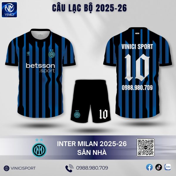 Áo CLB Inter Milan Sân Nhà 2025-26 Màu Xanh Đen