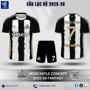 Áo Bóng Đá CLB Newcastle Concept 2025-26 Màu Đen Trắng đẹp