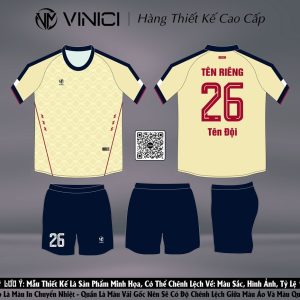 Áo Đá Banh Thiết Kế BD08022 Màu Vàng Kem Navy