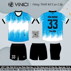 Áo đá banh thiết kế BD08025 xanh dương phối trắng nổi bật