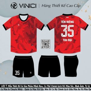 Áo đá banh thiết kế BD08027 - Màu đỏ loang đậm đẹp