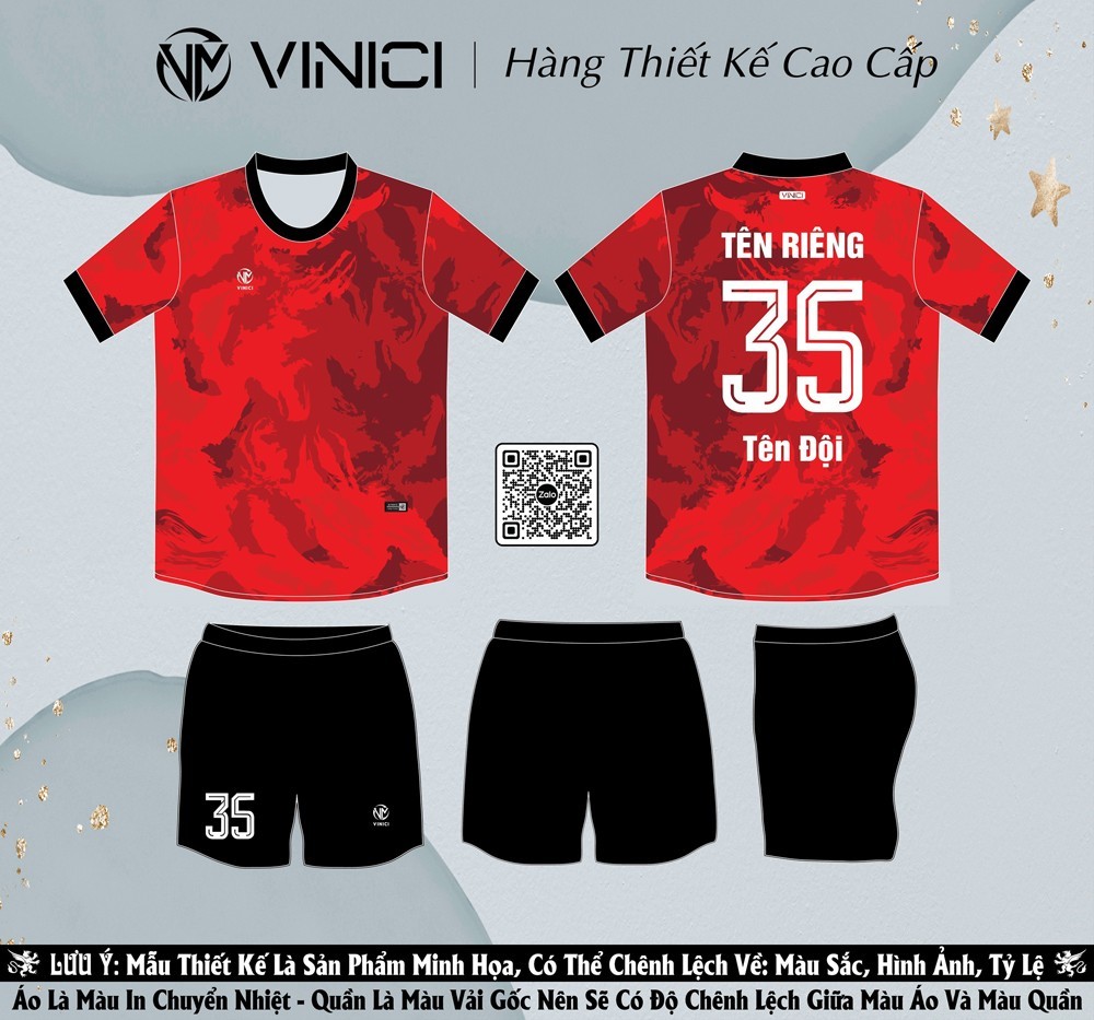 Áo đá banh thiết kế BD08027 đẹp cao cấp màu đỏ viền đen, họa tiết loang mạnh mẽ