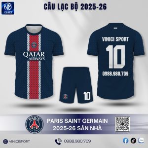 Áo Đấu Bóng Đá CLB PSG 2025-2026 Sân Nhà Xanh Đen