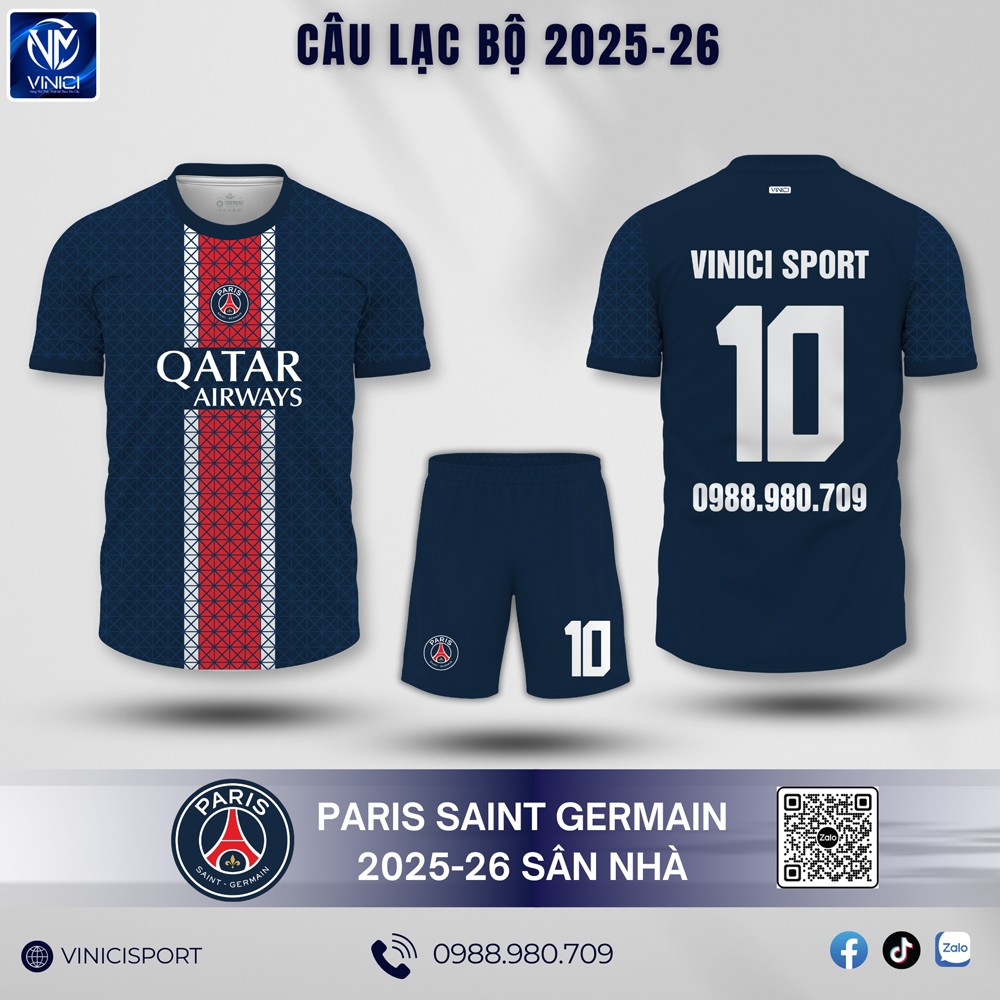 Áo đấu bóng đá CLB PSG 2025-2026 sân nhà màu xanh navy