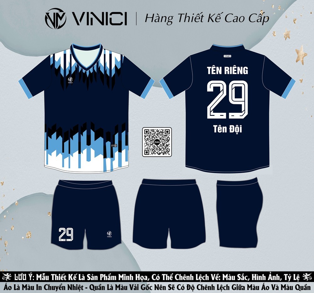 Đồ bóng đá thiết kế màu xanh navy cao cấp BD08032 của VINICI