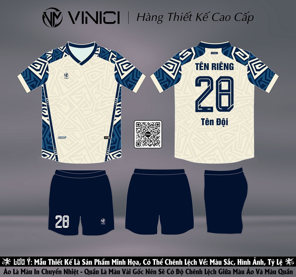 Đồng phục thể thao thiết kế BD08033 màu kem xanh navy cao cấp
