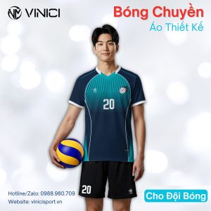 Áo Bóng Chuyền Thiết Kế VINICI BC15 - Xanh Navy Cá Tính