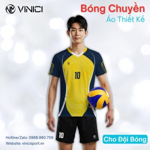 Áo Bóng Chuyền Thiết Kế VINICI - Vàng Navy Năng Động