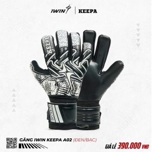 Găng tay thủ môn IWIN KEEPA A02 Đen Bạc – Chắc tay, nổi bật, làm chủ khung thành
