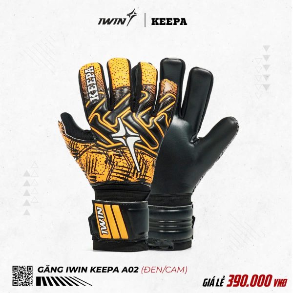 Găng Tay Thủ Môn IWIN KEEPA A02 - Đen/ Cam Năng Động Và Chuyên Nghiệp