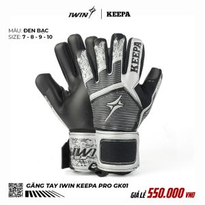 Găng Tay Thủ Môn IWIN Keepa PRO GK01 - Đen Bạc