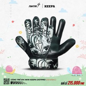 Găng Tay Thủ Môn Trẻ Em IWIN KEEPA DOTPRO Đen Bạc
