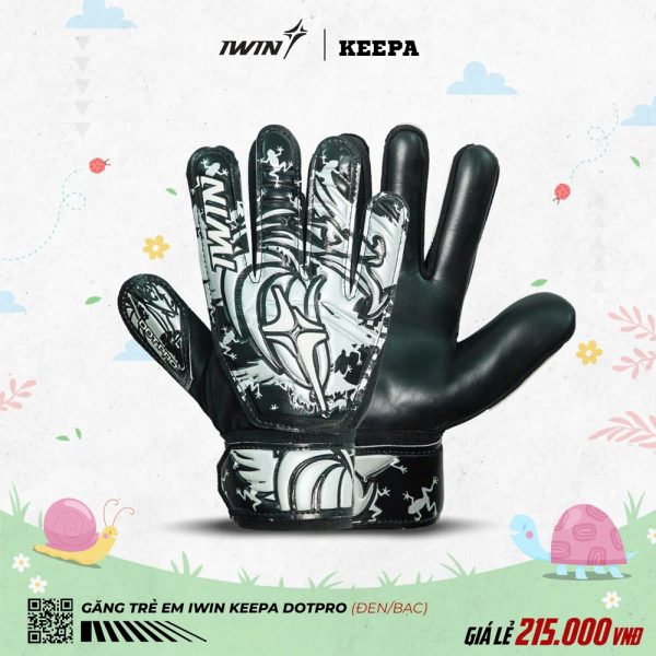 Găng Tay Thủ Môn Trẻ Em IWIN KEEPA DOTPRO Đen Bạc