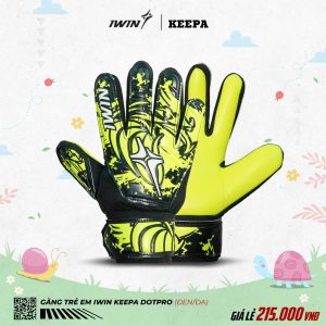 Găng Tay Thủ Môn Trẻ Em IWIN KEEPA DOTPRO Đen Da - Màu Vàng Neon Nổi Bật