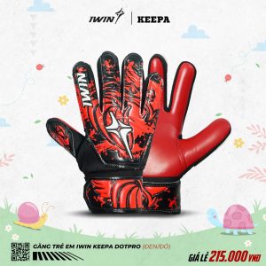 Găng Tay Thủ Môn Trẻ Em IWIN KEEPA DOTPRO - Đen Đỏ