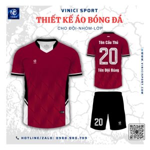 Áo Bóng Đá Không Logo Thiết Kế Vinici Sport Màu Đỏ Đô Đẳng Cấp Chuyên Nghiệp