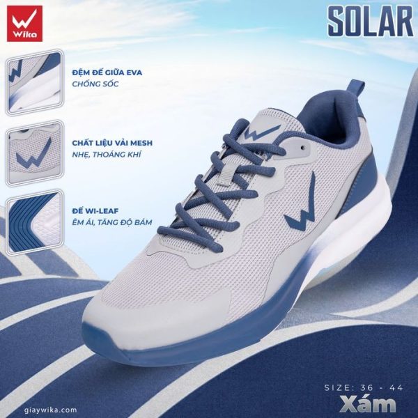 Giày Thể Thao Wika Solar Màu Xám Navy - Phong Cách & Thoải Mái