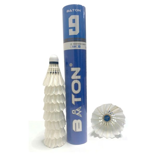Quả Cầu Lông BATON No.9 - Màu Trắng Viền Xanh | Ống Đựng Xanh Dương - Ống 12 quả