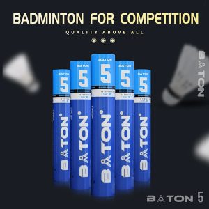 Cầu Lông BATON No.5 – Xanh Dương Mạnh Mẽ, Đạt Chuẩn Thi Đấu - Speed 75 - Ống 12 quả
