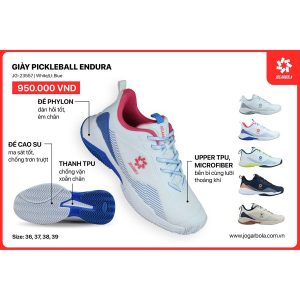 Giày Pickleball Endura JG-23557 Trắng Xanh - Sự lựa chọn bền bỉ cho mọi sân đấu