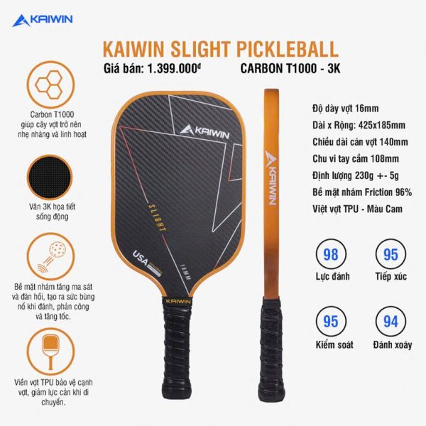Vợt Pickleball Kaiwin Slight - Đỏ Đen Mạnh Mẽ Và Chuyên Nghiệp - Ảnh 2