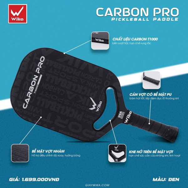 Vợt Pickleball Wika Carbon Pro Xanh Dương – Đỉnh Cao Công Nghệ & Thiết Kế Thể Thao - Ảnh 3