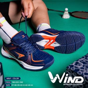 Giày cầu lông Wind Xanh Navy – Năng lượng bứt phá trên sân đấu