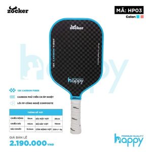 Vợt Pickleball Zocker HP03 - Đen Carbon Viền Xanh Dương