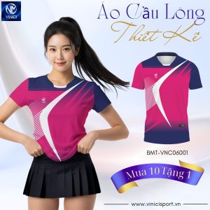 Áo cầu lông thiết kế BMT-VNC06001 – Hồng đậm tím than nổi bật