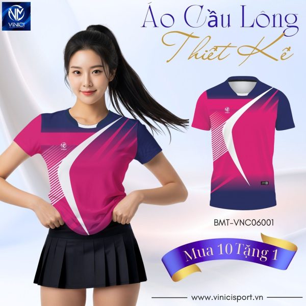 Áo cầu lông thiết kế BMT-VNC06001 – Hồng đậm tím than nổi bật