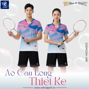 Áo Cầu Lông Thiết Kế BMT-VNC060012 Màu Hồng Pastel Trẻ Trung