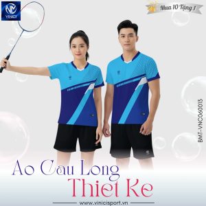 Áo cầu lông thiết kế nam nữ màu xanh BMT-VNC06-13