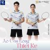 Áo cầu lông thiết kế Vinici trắng sọc xanh vàng - BMT-VNC060014