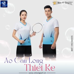 Áo Cầu Lông Thiết Kế Trắng Xanh Dương Chuyển Sắc BMT-VNC06-16