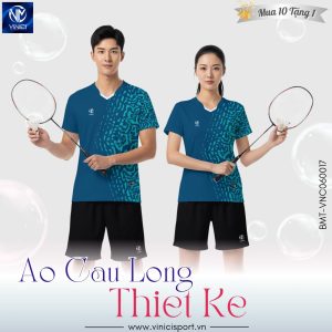 Áo cầu lông thể thao unisex Vinici xanh dương phối xanh ngọc - BMT-VNC06-18