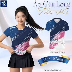 Áo cầu lông thiết kế VINICI BMT-VNC06002 - Xanh navy cá tính